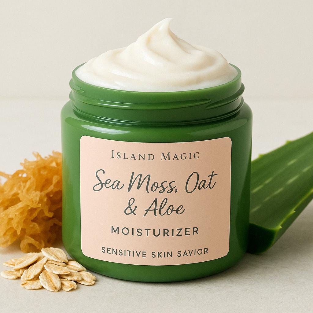 Island Magic Sea Moss,Oat and Aloe Moisturizer-Hydrating Face &Body Cream l Soothes Eczema,Dry and Sensitive Skin 8 oz