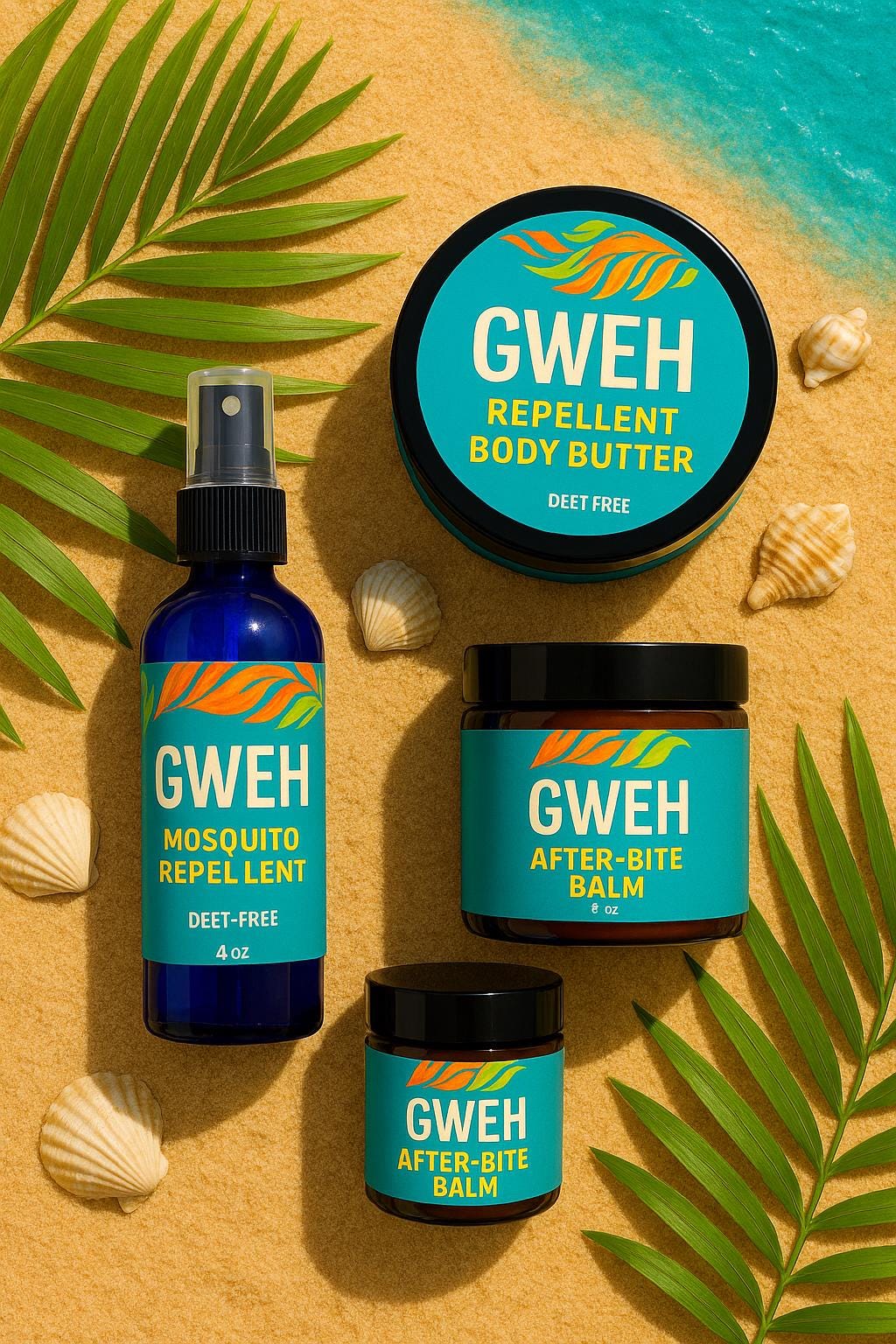 Bite-Free Glow Kit | GWEH Mosquito Repellent Spray, Body Butter & After-Bite Balm | Natural Travel Bug Defense | Island Magic Skincare