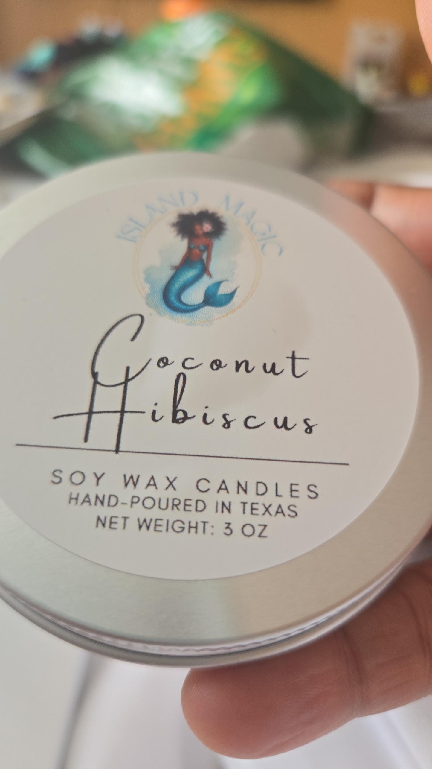 Island Magic Soy Candle – Tropical Scented Travel Tin – Watermelon Lemonade or Coconut Hibiscus – Hand-Poured 5 oz Soy Wax Candle – Gift