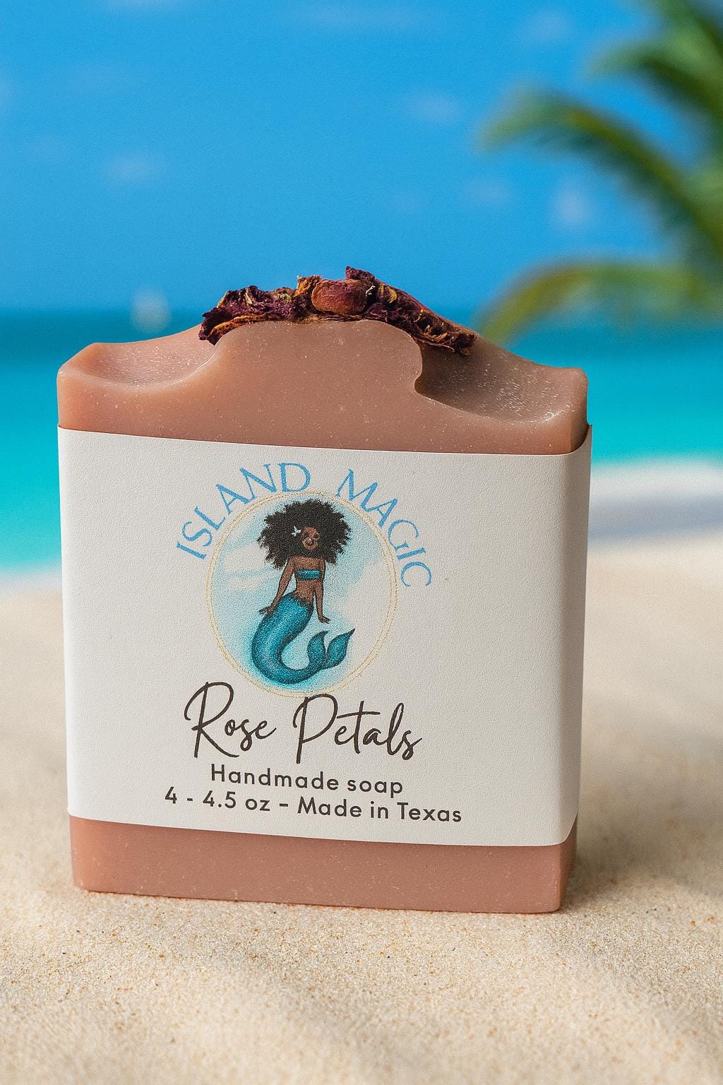 Island Magic Rose Petals Soap – Handmade Luxury Bar with Shea Butter, Olive Oil & Coconut Oil – Natural Rose Clay Soap – Gift for Her