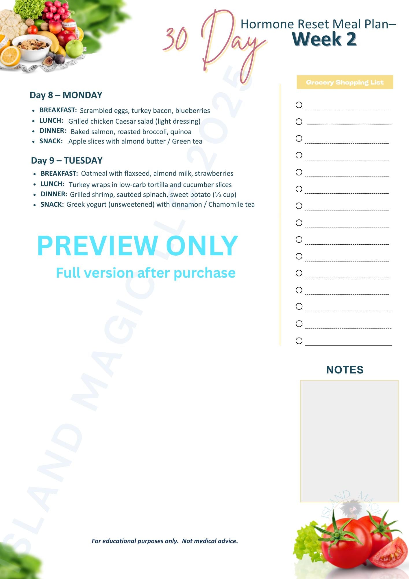 30-Day Glow-Up and Weight Loss Workbook - Hormone-Friendly Wellness Reset, Self-Care Ebook & Digital Planner - Instant Download PDF