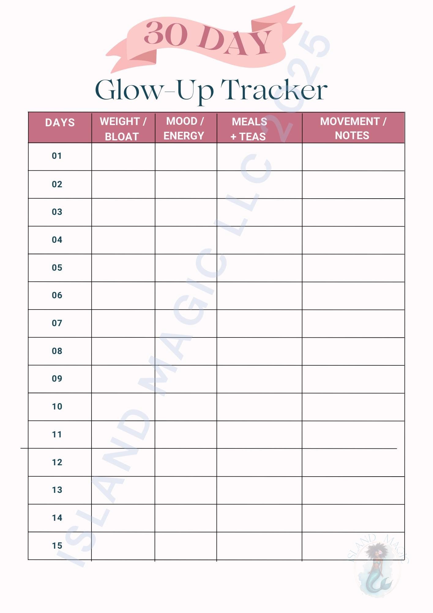 30-Day Glow-Up and Weight Loss Workbook - Hormone-Friendly Wellness Reset, Self-Care Ebook & Digital Planner - Instant Download PDF