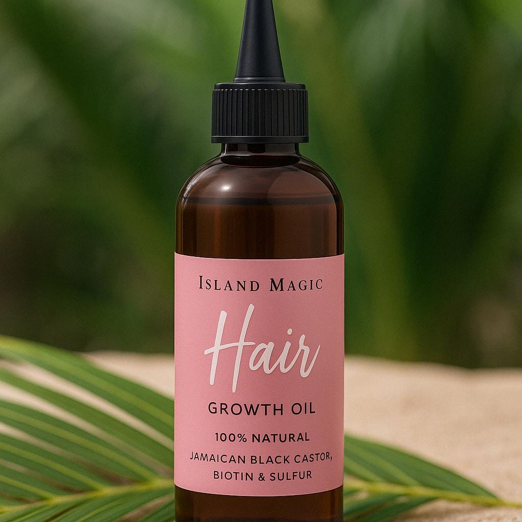 Island Magic Hair Growth Oil-100%Natura-Jamaican Black Castor Oil, Biotin and Sulphurl Thicker ,Fuller Hair Fast