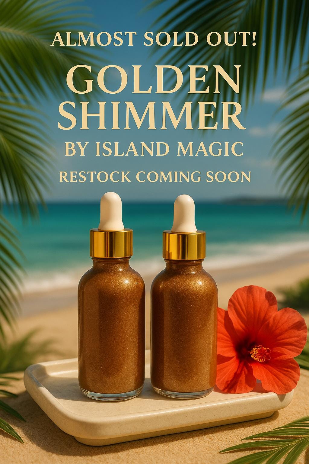 Golden by Island Magic -Bronze Glow Oil | Coconut Vanilla Shimmer Body Oil | Sun-Kissed Skin Elixir 4oz