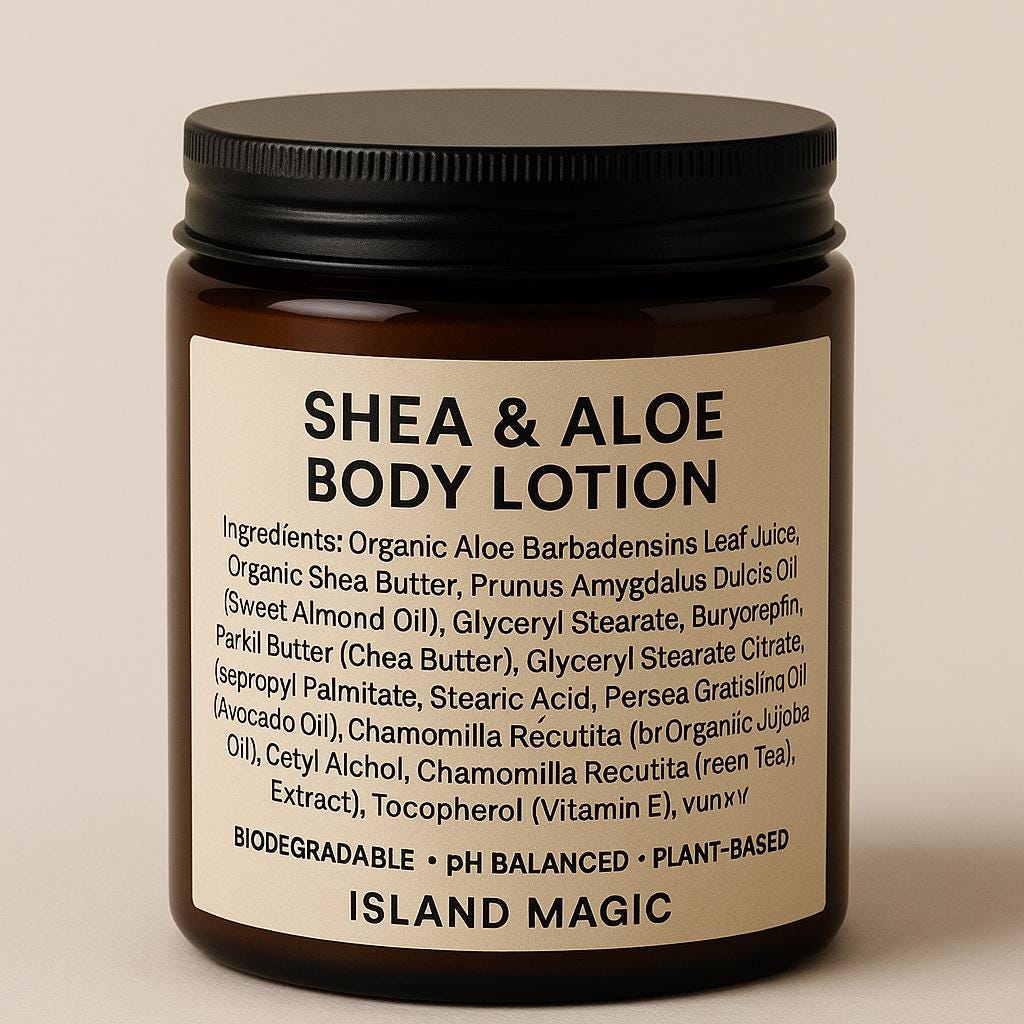 Shea Aloe Body Lotion-8oz- Scented and Unscented. Vegan Skincare