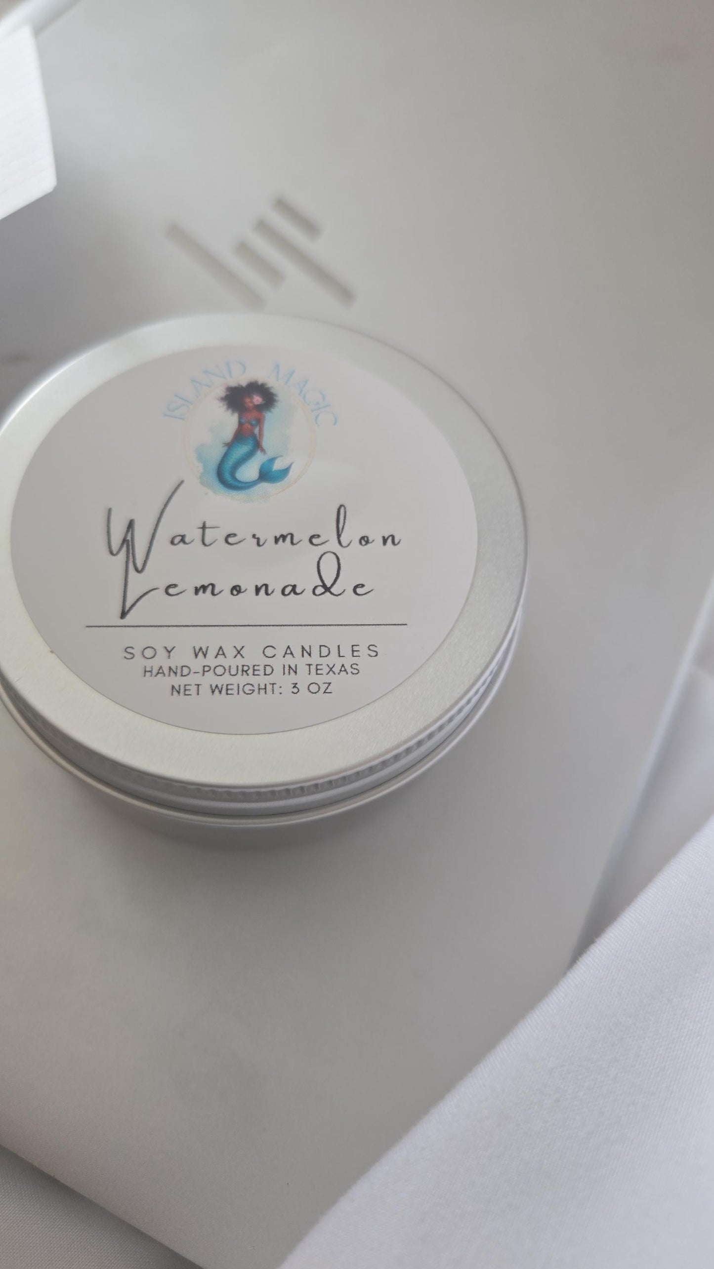 Island Magic Soy Candle – Tropical Scented Travel Tin – Watermelon Lemonade or Coconut Hibiscus – Hand-Poured 5 oz Soy Wax Candle – Gift