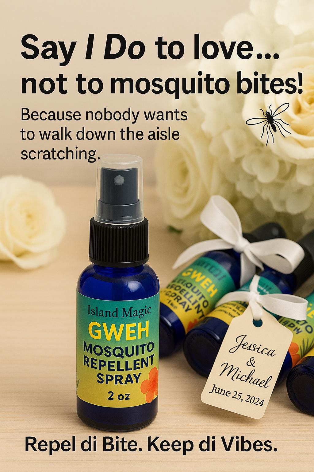 GWEH Mosquito Repellent Spray 2 oz | Bulk Wedding Favors, Party Gifts, Travel Size | Island Magic-Bulk Listing 10 and up bottles