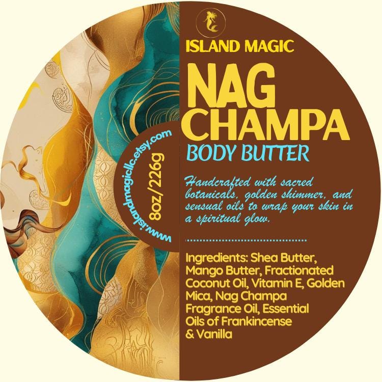 Nag Champa Body Butter – Golden Shimmer Glow | Frankincense & Vanilla | Whipped Mango Shea Butter – 4 oz / 8 oz – Handmade Island Skincare